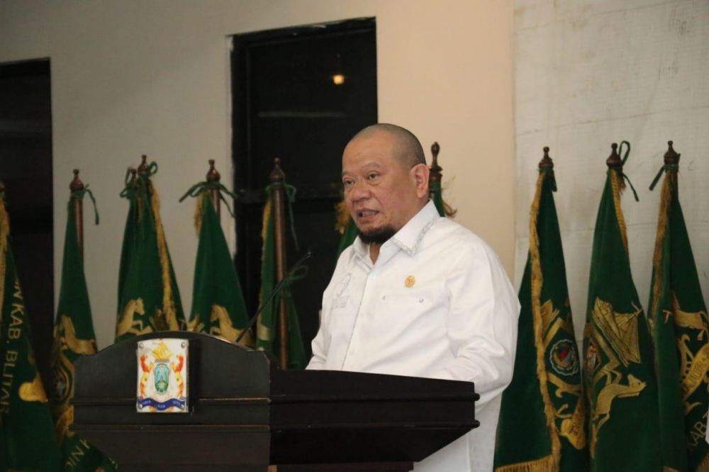 Ketua DPD RI AA LaNyalla Mahmud Mattalitti saat berikan sambutan