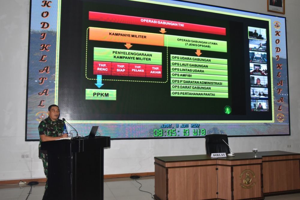 Danpuslatlekdalsen Kodiklatal Kolonel Laut (P) Lukman Kharish saat memberikan materi