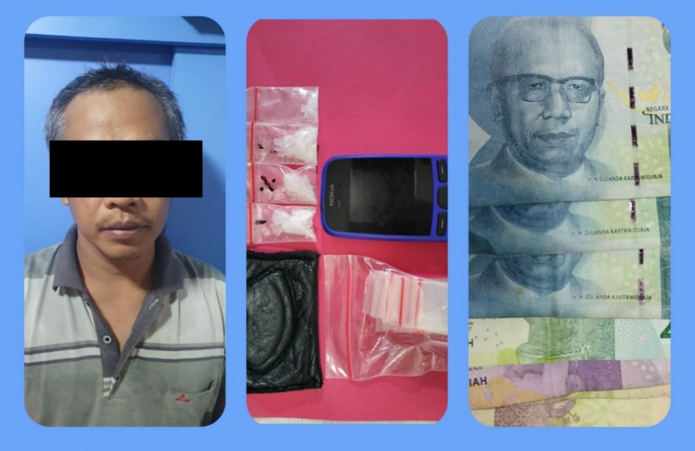 Tersangka diamankan Satresnarkoba Polres Tanjung Perak Surabaya beserta barang buktinya