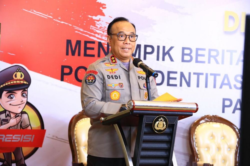 Kadiv Humas Polri Irjen Pol Dedi Prasetyo saat memberikan keterangan terkait pemilu 2024