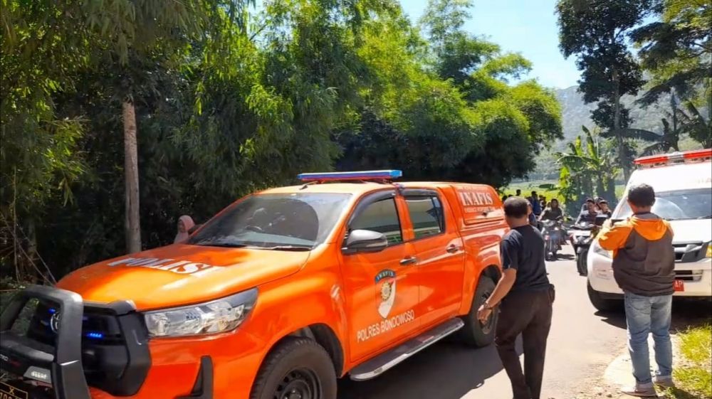 Penemuan mayat di kebun tebu wilkum Polres Bondowoso